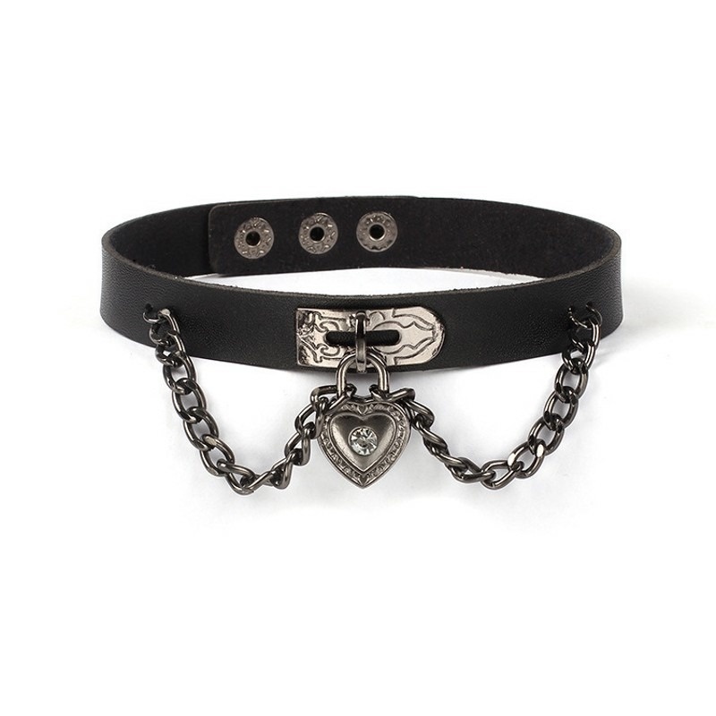 Vòng cổ choker da pu mặt hình trái tim cá tính thời trang cho nữ