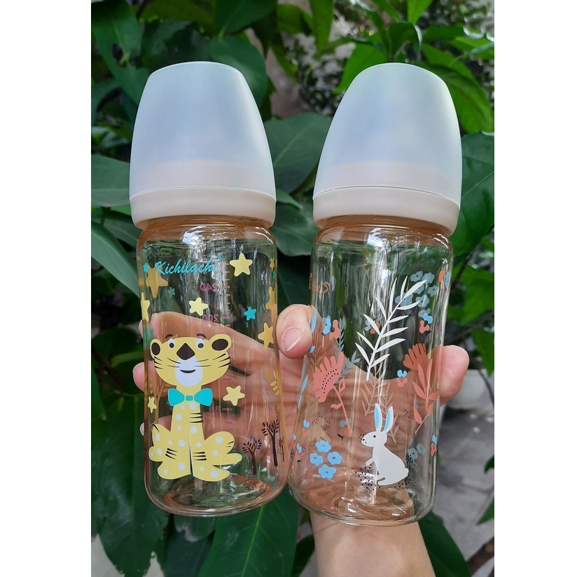 Bình Sữa PPSU Kichilachi Cổ Rộng 170ml/270ml[CÓ CẢM BIẾN NHIỆT] mẫu 2022