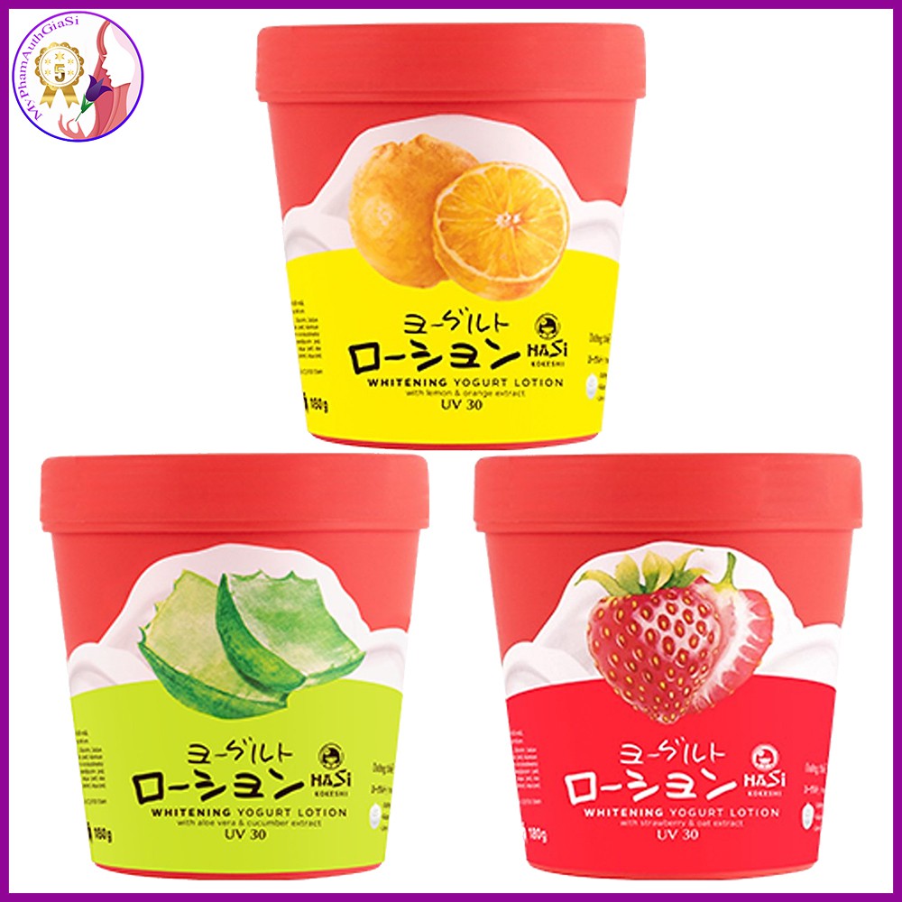 Lotion dưỡng thể trắng da hasi kokeshi yogurt trái cây uv30