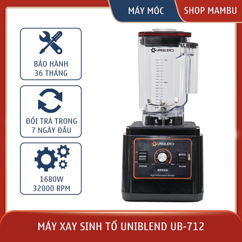 [ BẢO HÀNH 3 NĂM ] Máy xay sinh tố cao cấp Uniblend UB - 712 , Máy xay phá đá công nghiệp - Thiết bị máy móc pha chế