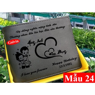 Ví da bò nam khắc tên