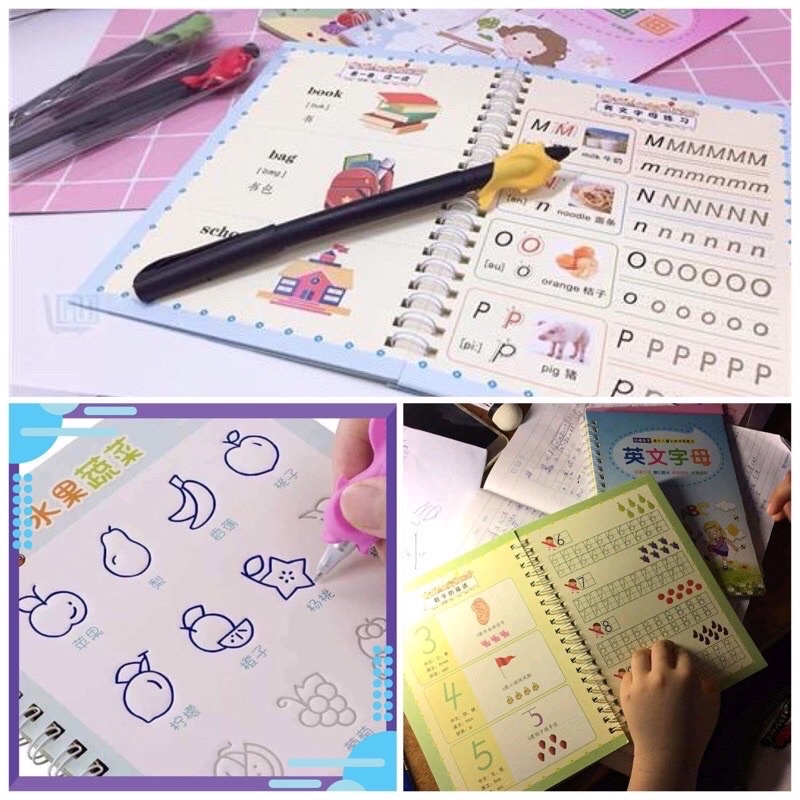 Quyển Vở Tập Tô Luyện Viết Chữ Số Đẹp Tự Xóa Thông Minh (Tặng Kèm 1 Bút + 1 Đệm Bút)