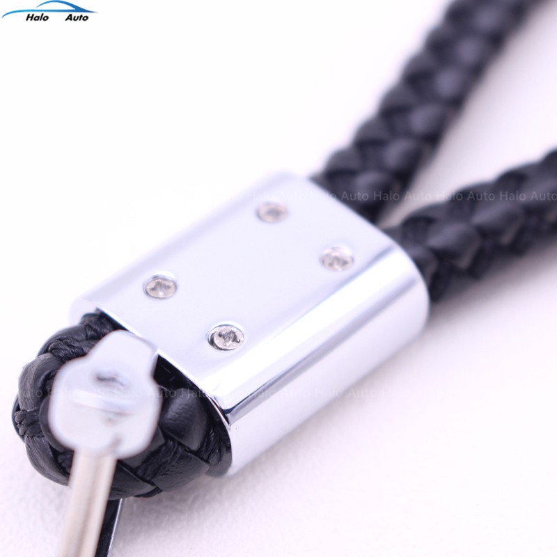 Móc khóa dây da thiết kế hình logo xe hơi tiện dụng