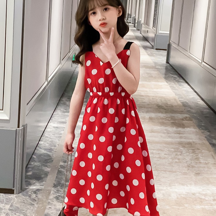 Đầm Công Chúa Hai Dây Họa Tiết Chấm Bi D204 Thoải Mái Và Thanh Lịch