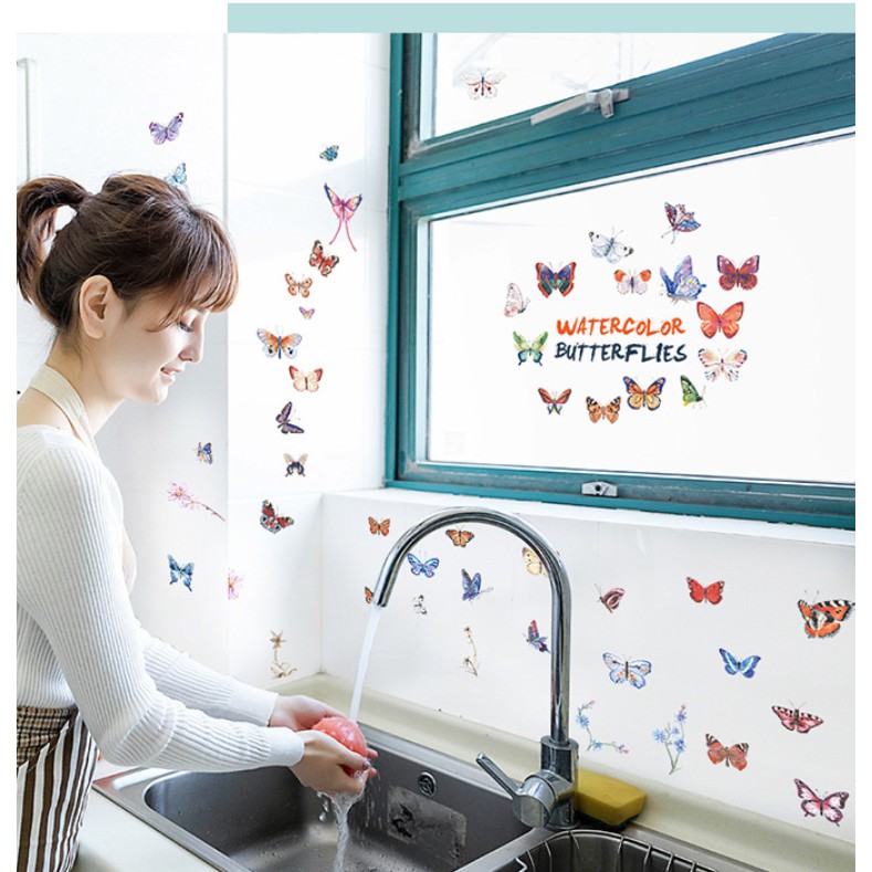 Decal trang trí tường - Bướm xinh sắc màu nhí