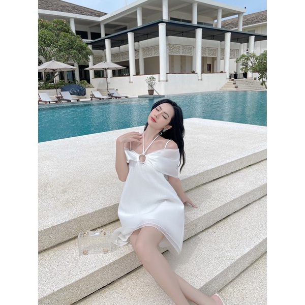 MOIRÉ - Váy suông trắng tay nơ AIMEE DRESS