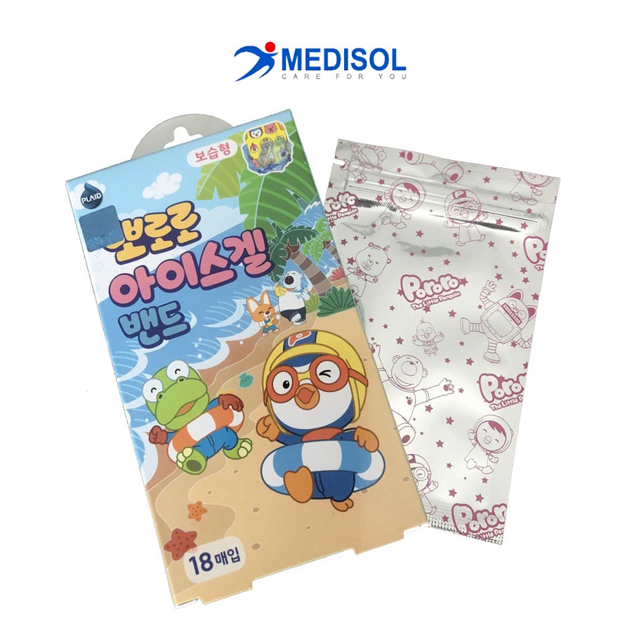 Băng Keo Cá Nhân Pororo Ice Gel (hộp 1 Size, 18 miếng)