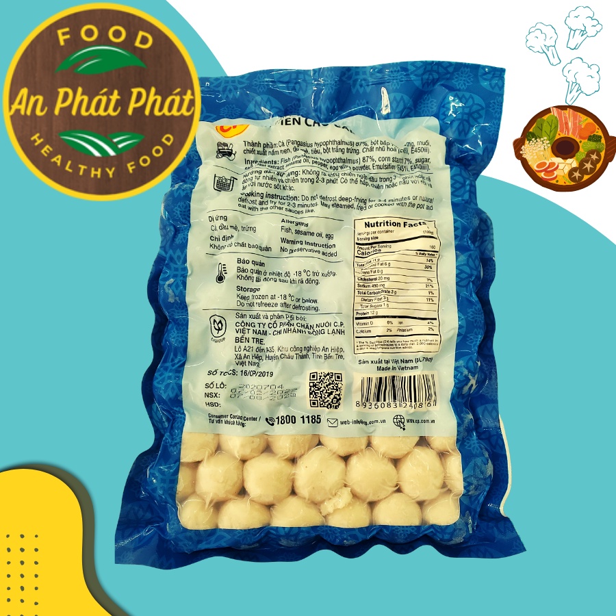Cá viên cao cấp CP 500g, viên to, làm từ cá basa tươi AQ CP, giòn dai, cá viên thả lẩu ngon, đậm vị An Phát Phát