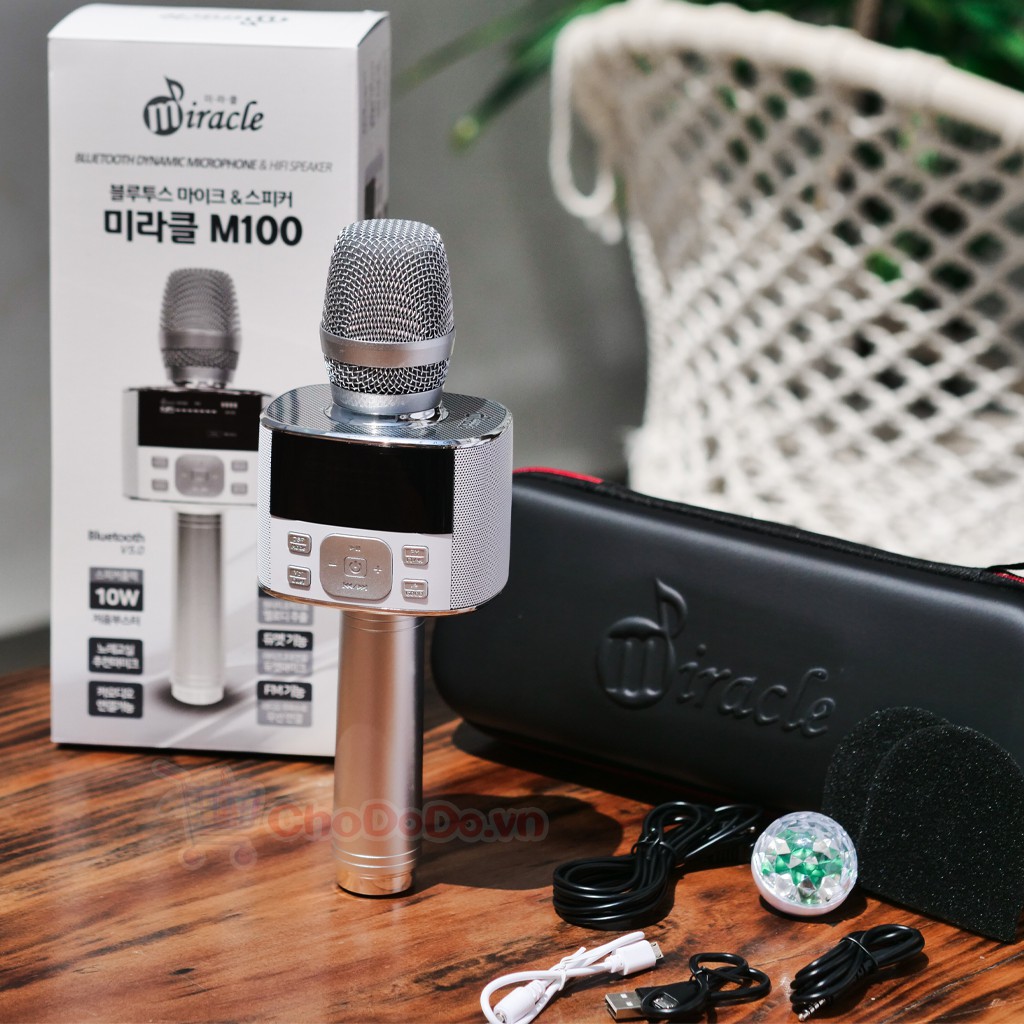 Micro Karaoke Bluetooth Miracle M100 Hàn Quốc - Hàng Cao Cấp Hơn Magicsing MP30 - Nhiều Tính Năng - Tặng Quà Đặc Biệt