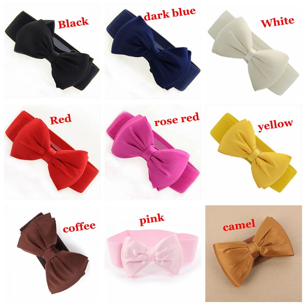 Thắt Lưng Nữ Co Giãn Đính Nơ Màu Đỏ / Đen / Vàng