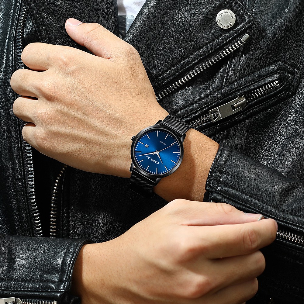 Đồng Hồ CRRJU 2172 Máy Nhật Bản Bằng Thép Chống Nước Chống Trầy Siêu Mỏng Cho Nam