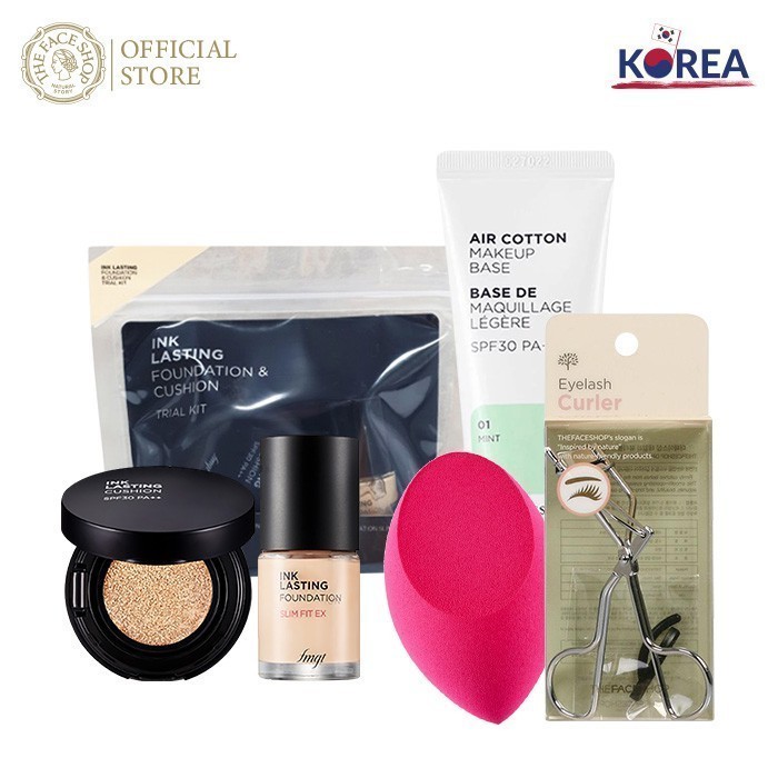 Bộ Trang Điểm Tiện Lợi TheFaceShop (Kem nền, Kem Lót, Bông Mút, Bấm Mi) | BigBuy360 - bigbuy360.vn