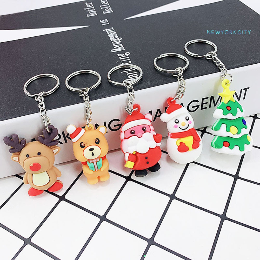Móc Khóa Silicone PVC Hình Ông Già Noel Tuần Lộc Giáng Sinh
