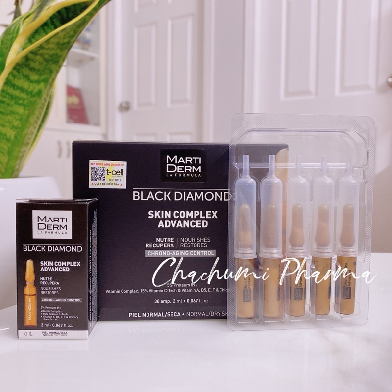 martiderm black diamond skin complex ampoule chống oxy hoá, trẻ hóa &amp; làm sáng da 15% vitamin C