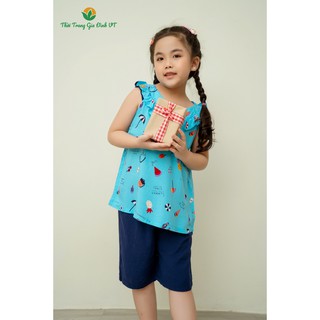 Bộ lanh bé gái quần đùi, áo sát nách B65.2101 - Thời trang gia đình VT