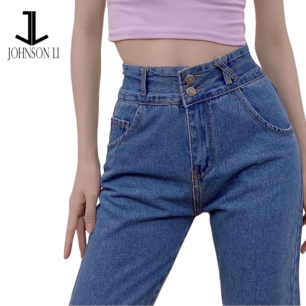 Quần baggy jean nữ lưng cao,màu xám, JL125 JL JohnsonLi