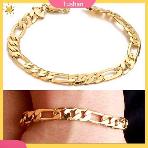 Vòng tay dạng dây xích mạ vàng 18k đường kính 7mm sang trọng cho nam