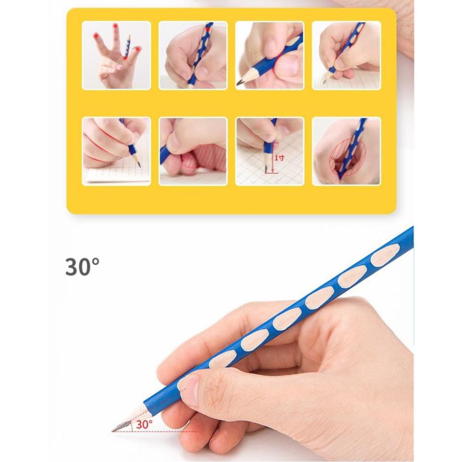 Combo 5 bút chì 2B Deli có rãnh định vị cho bé tập cầm bút