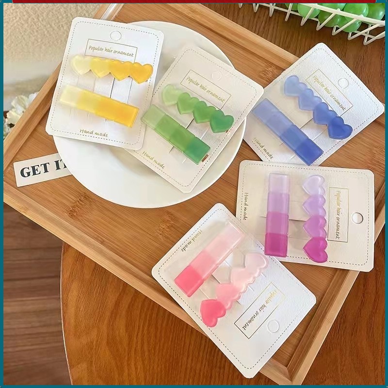 Kẹp Tóc Mỏ Vịt Hình Vuông Màu Kẹo Ngọt Thời Trang Hàn Quốc