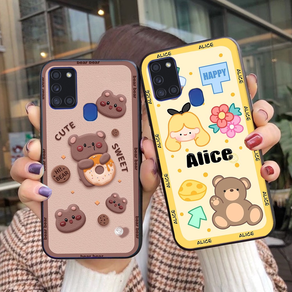 Ốp lưng Samsung Galaxy A21S in hình 3D gấu mới nhất - sang - chảnh - ĐẸP- BỀN