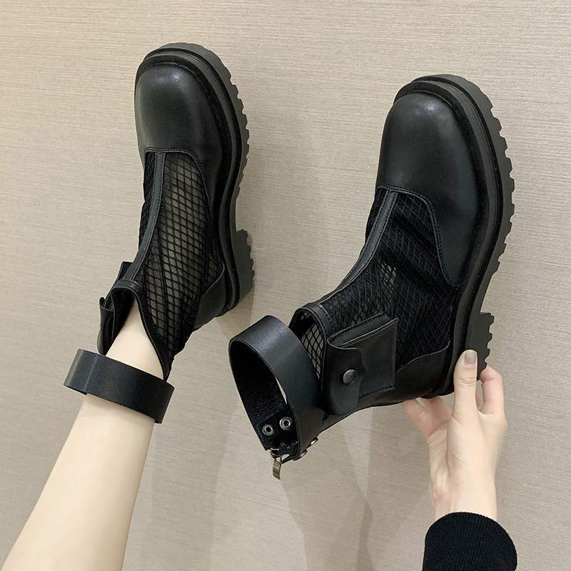 High Tube Breathable Mesh Sandal Boots2021New European Korean Style All-Match Platform Hollow-out Dr. Martens Boots Summer Sandals