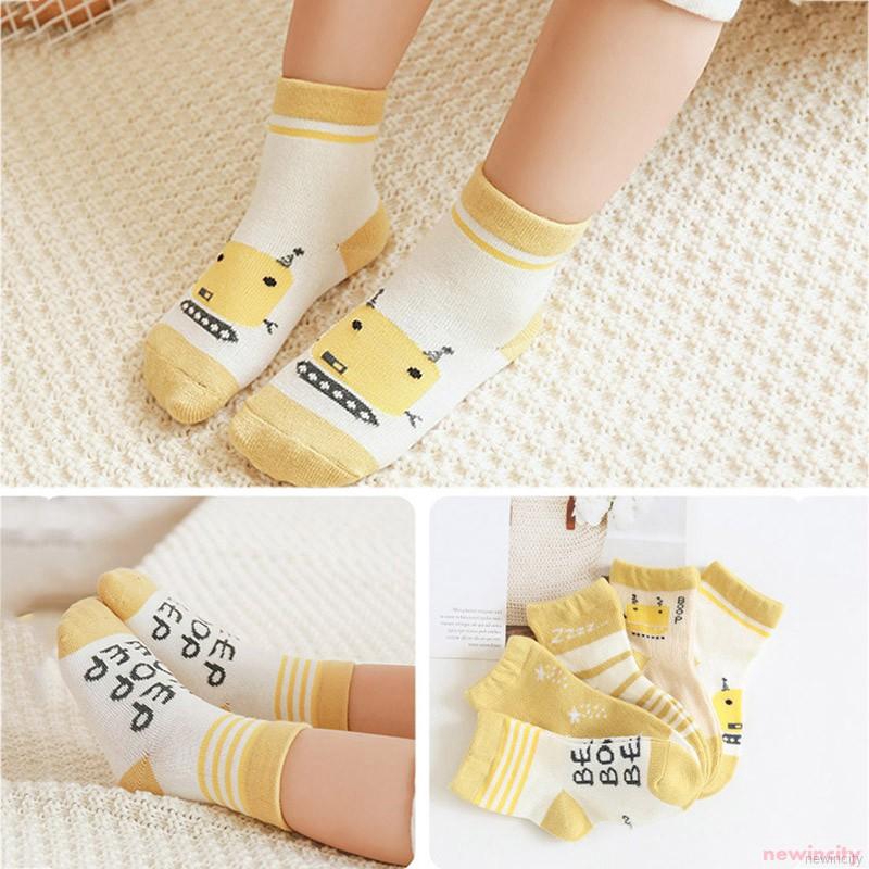 Set 5 Đôi Tất Hoạ Tiết Kẻ Sọc Phong Cách Hàn Quốc Cho Bé