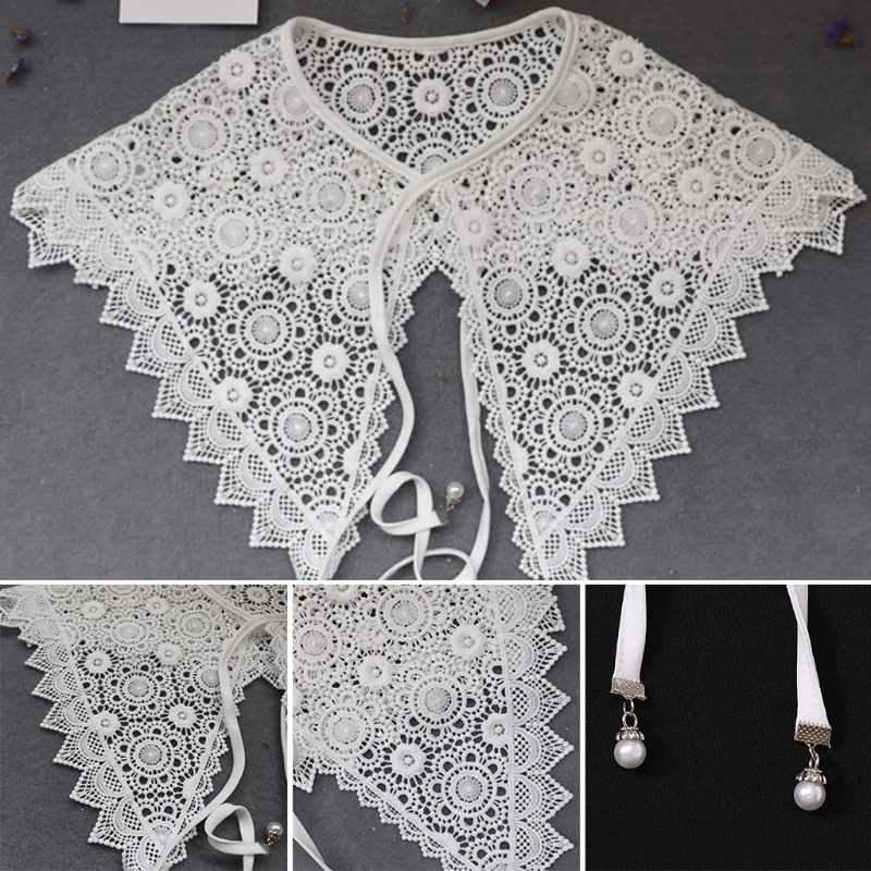 Khăn Choàng Cổ Phối Ren Thêu Hoa Phong Cách Hàn Quốc Dành Cho Nữ