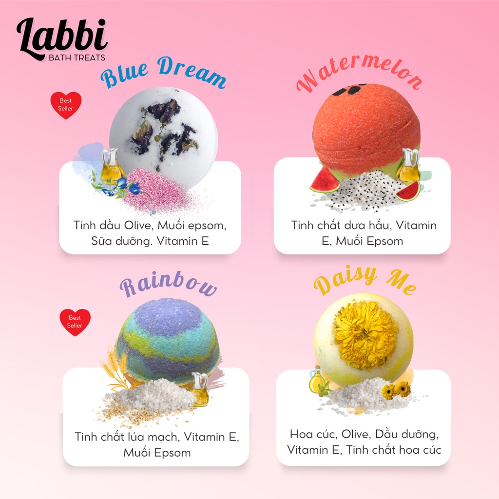 TỔNG HỢP [Labbi] Bath bomb / Viên sủi bồn tắm / Bom tắm