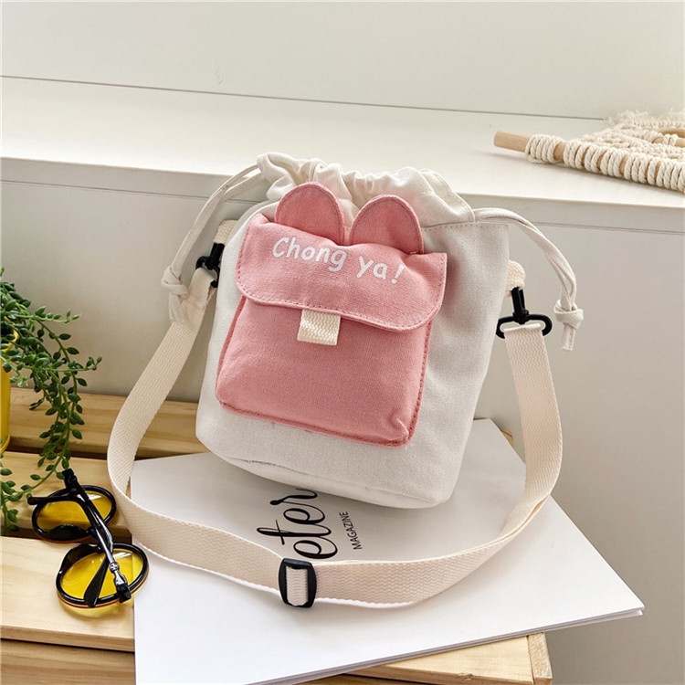 Túi Đeo Vai Vải Canvas Phong Cách Harajuku 2020 Dễ Thương Cho Nữ