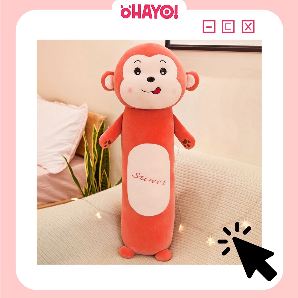 Gối ôm hình thú, thỏ - sư tử cho bé đáng yêu dễ thương vải nỉ an toàn dài 70cm OHAYO GD006