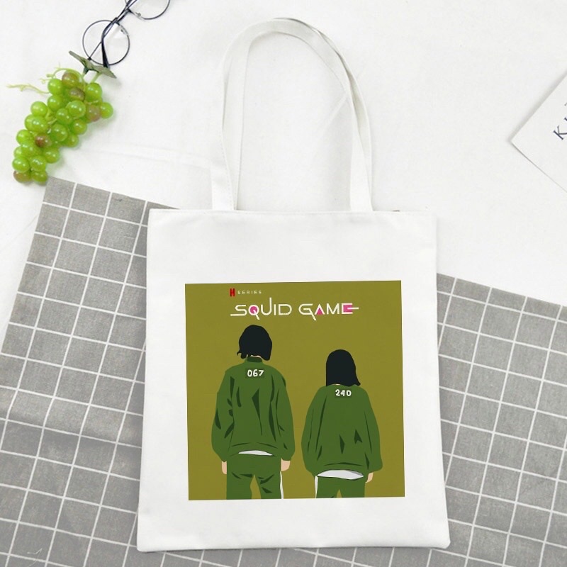 [ NHIỀU MẪU] Túi Tote Vải Canvas Squid Game Trò Chơi Con Mực Hàng HOT Giá Rẻ