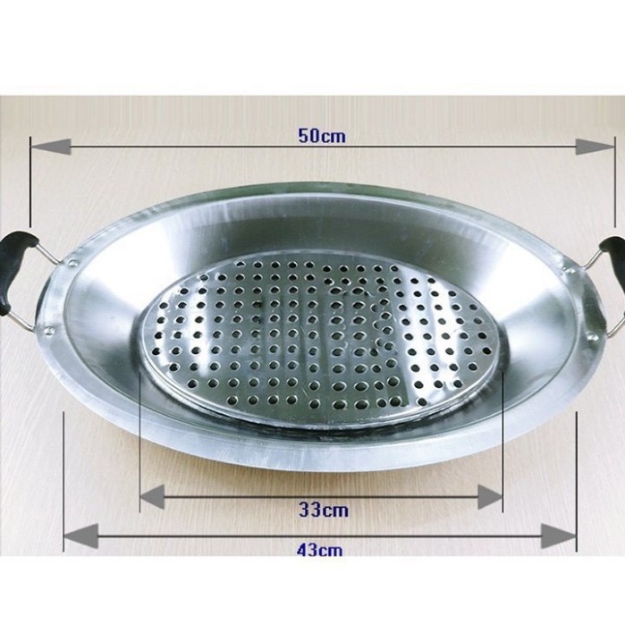 Khay om cá inox kèm vỉ hấp(Khay Nấu cá chép om dưa)