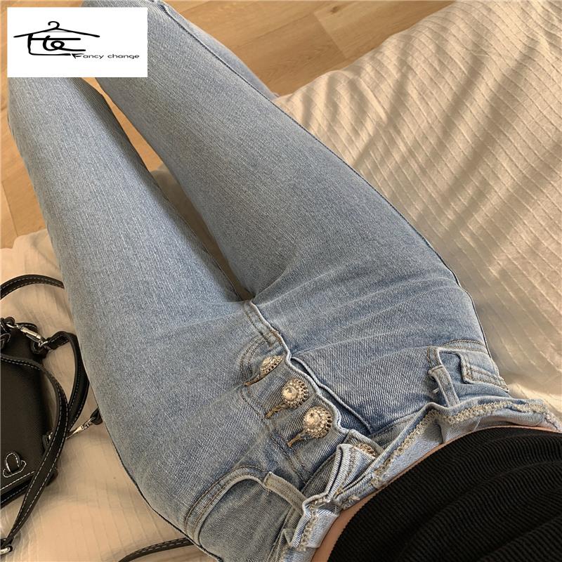 Hàng Có Sẵn Bán Chạy~Quần Jean Ôm Dáng Lưng Cao Co Giãn In Hình Hoa Phong Cách Mùa Xuân 2022 Hợp Xu Hướng Cho Nữ