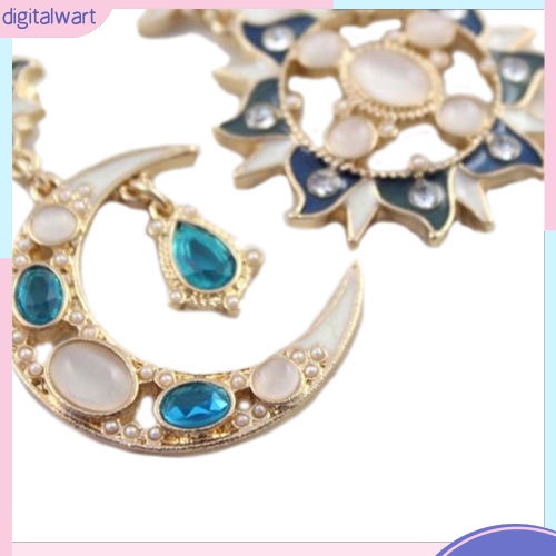 Khuyên Tai Hình Trăng Sao Đính Đá Phong Cách Hàn Quốc Thanh Lịch Dành Cho Nữ