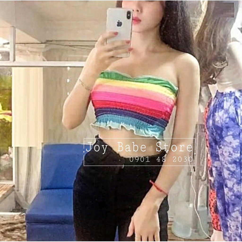 Áo ống loang màu  vải mềm mịn siêu xịn, áo quây kiểu croptop co giãn tốt, màu sắc tươi sáng da cầu vồng rainbow CROQ 72