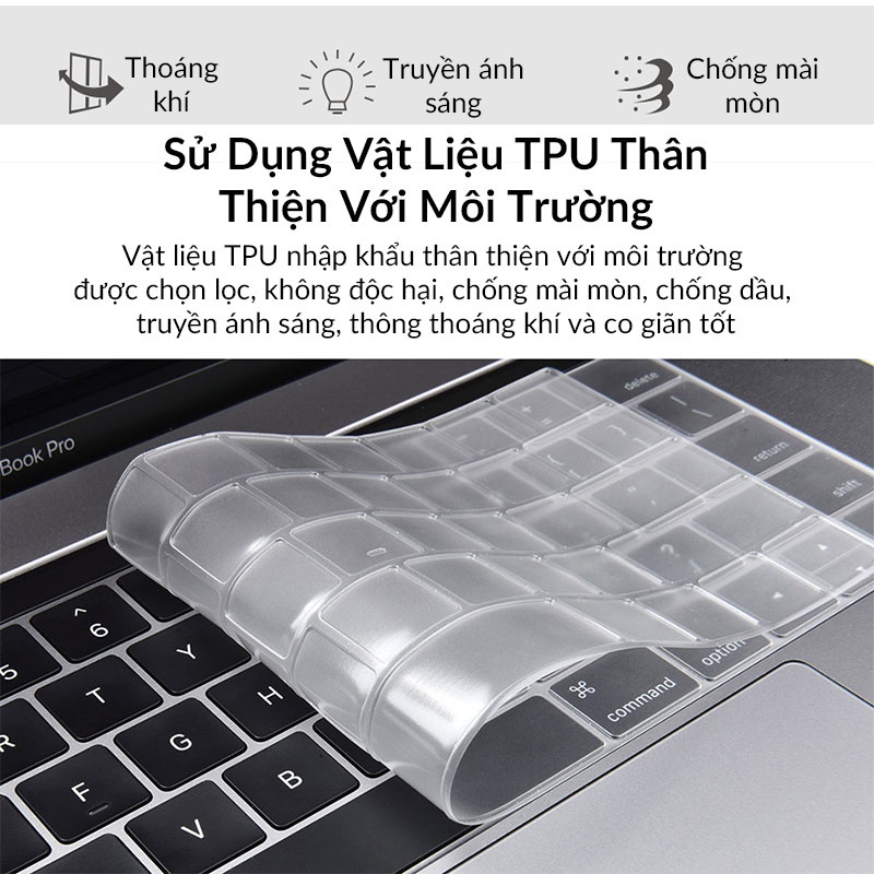 Miếng Lót Phủ Bàn Phím MacBook Pro 14 inch, 16 inch WIWU Mỏng 0.13mm, Nhựa TPU Mềm, Ôm Sát Phím, Chống Bụi, Chống Nước