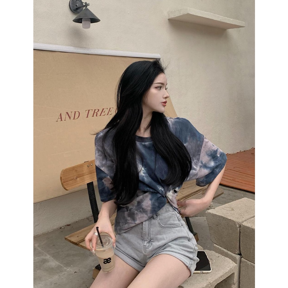 Áo Thun Ngắn Tay Hở Lưng Dáng Rộng Phong Cách Hàn Quốc Mùa Hè Hàng Mới 2022 Dành Cho Bạn Nữ