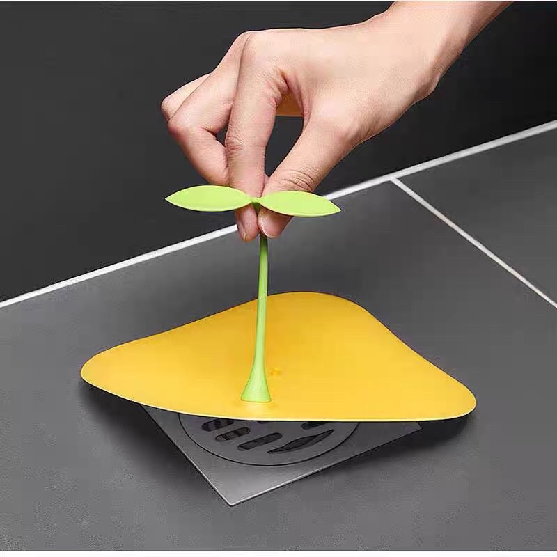 Miếng Silicone khử mùi sàn nắp cống thoát nước khử mùi nhà bếp tròn nút nước nhà vệ sinh. Hình lá mầm