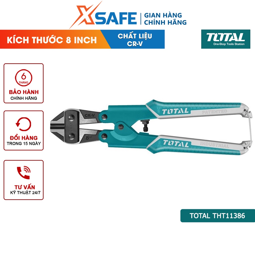 Kìm cộng lực đa năng mini TOTAL THT11386 8" Kềm cộng lực mini thép Cr-V chống rỉ siêu cứng cắt sắt kim loại cáp dây điện