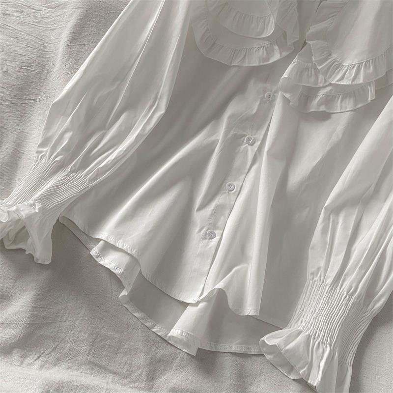 Áo Sơ Mi Trắng Tay Dài Phong Cách Pháp 2022 Mới Cho Nữ