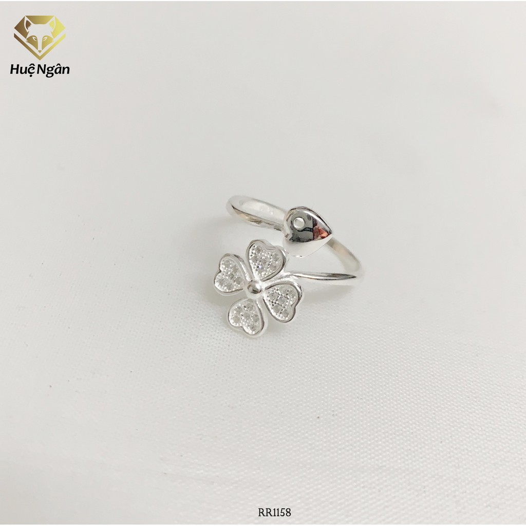 Nhẫn bạc Ý 925 Bạc Xinh Huệ Ngân- Cỏ bốn lá may mắn RR1158