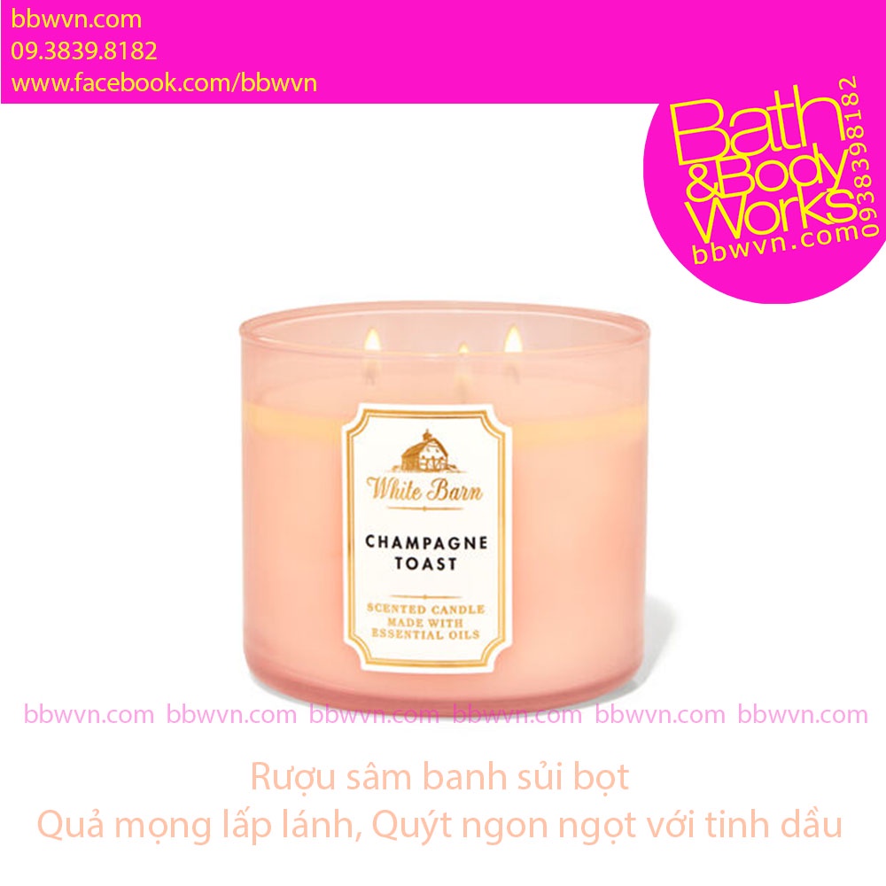 Nến thơm Bath and Body Works Champagne Toast 3 bấc