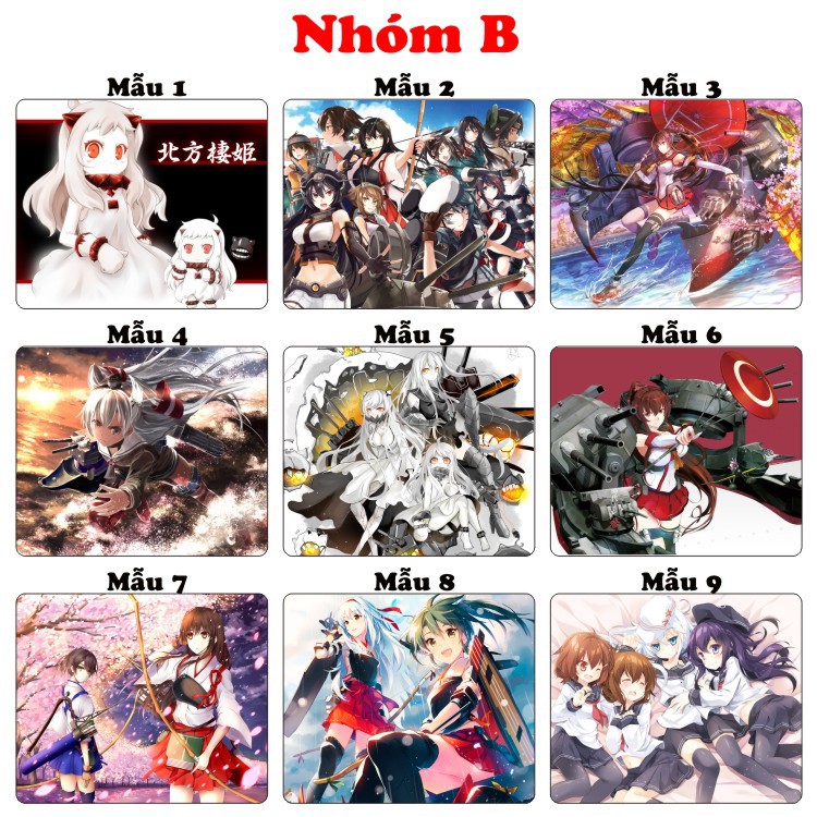 &lt;27 mẫu&gt;Lót chuột máy tính Anime Kantai Colletion (KanColle) kích cỡ bàn di chuột lớn 20x24cm chất liệu mouse pad cao su