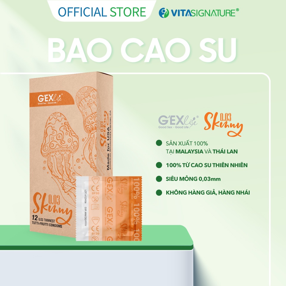 [Mã LTBAUAB18 giảm 7% đơn 99K] Bao cao su G'EXlife Skinny siêu mỏng 0.03 hộp 12 cái