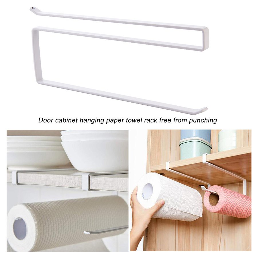 Giá treo khăn giấy gắn cửa bằng sắt thiết kế đơn giản tiện dụng