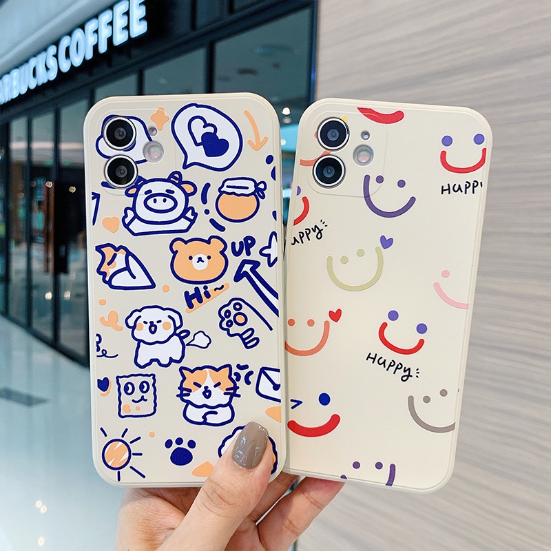 Ốp iphone cạnh vuông stick động vật-mặt cười cho 11/11pro/11promax/12 pro max/13 pro max/6/7/8/plus/x/xr/xsmax- e223