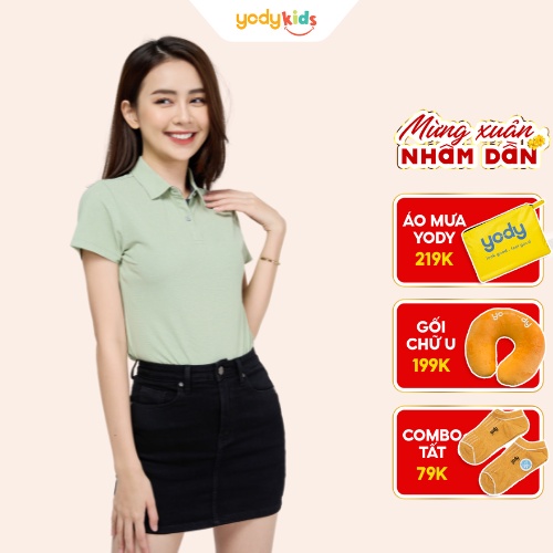 Áo thun polo nữ YODY phông tay ngắn, cổ bẻ chất vải cotton co dãn 4 chiều, xuất xịn, chuẩn phom công sở APN5388