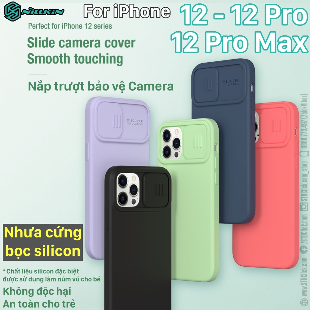 ỐP LƯNG IPHONE 12 - 12 PRO - 12 PRO MAX NILLKIN CAMSHIELD SILKY SILICON BẢO VỆ CAMERA CHÍNH HÃNG