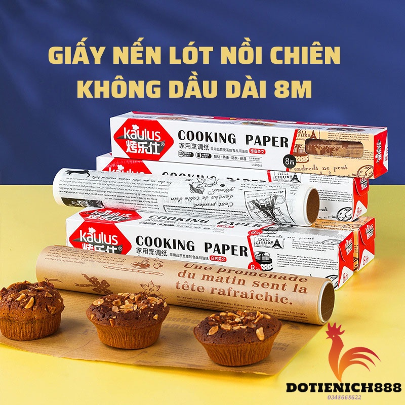 Giấy nến cho nồi chiên không dầu giấy nến nướng bánh cuộn 30cm dài 8mét lót đồ nướng đồ chiên lót bánh an toàn