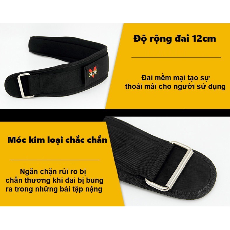 Đai lưng mềm tập gym Valeo - Valeo Lifting Belt - Đai quấn lưng hỗ trợ tập Gym